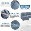 KLZUOPT Velvet Stretch Sofa Covers, 2-Piece L-Shaped Sectional, Stone Blue, 3-Seater + 3-Seater view 2