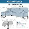 KLZUOPT Velvet Stretch Sofa Covers, 2-Piece L-Shaped Sectional, Stone Blue, 3-Seater + 3-Seater view 3