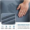 KLZUOPT Velvet Stretch Sofa Covers, 2-Piece L-Shaped Sectional, Stone Blue, 3-Seater + 3-Seater view 4