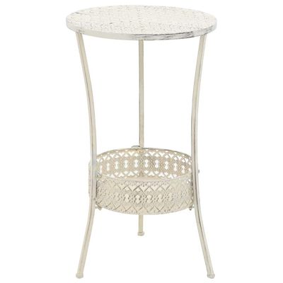 Mogou Round Metal Bar Table, Vintage Style, 40 x 70 cm, White
