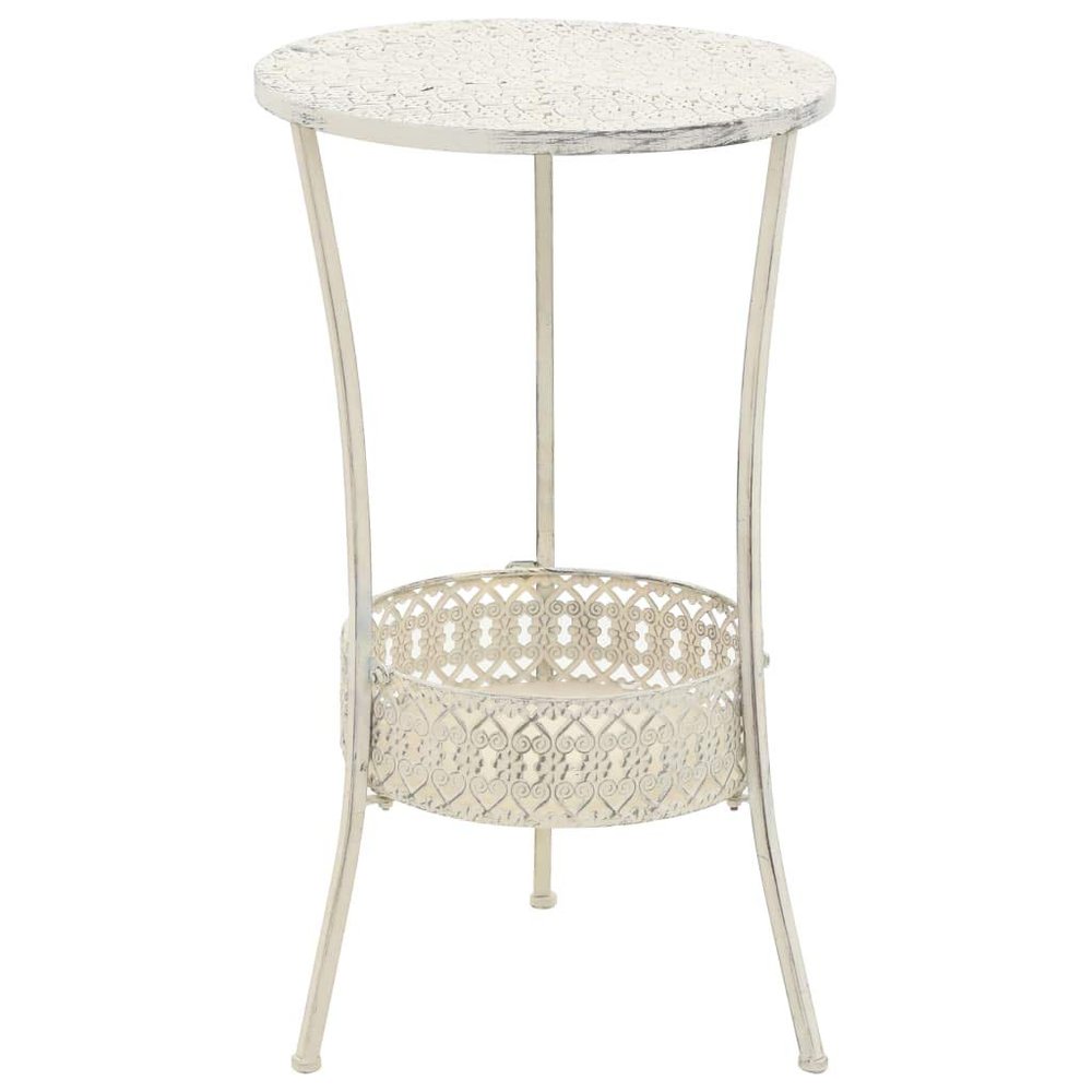 Mogou Round Metal Bar Table, Vintage Style, 40 x 70 cm, White