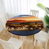 Morbuy Round Elastic Tablecloth, Elephant Print, Water-Resistant, Washable, 170 cm view 2