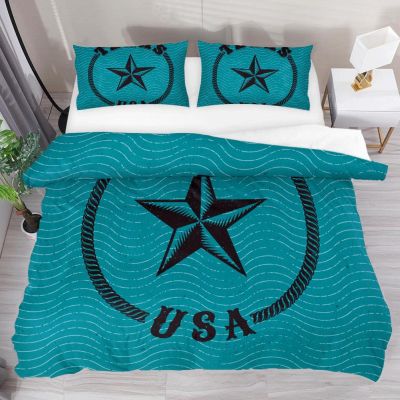 King-Size Texas USA Retro Star Duvet Cover Set, 3-Piece