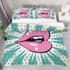 King Size Bedding Set, Kiss on Retro Background, 3-Piece view 1