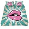 King Size Bedding Set, Kiss on Retro Background, 3-Piece view 2