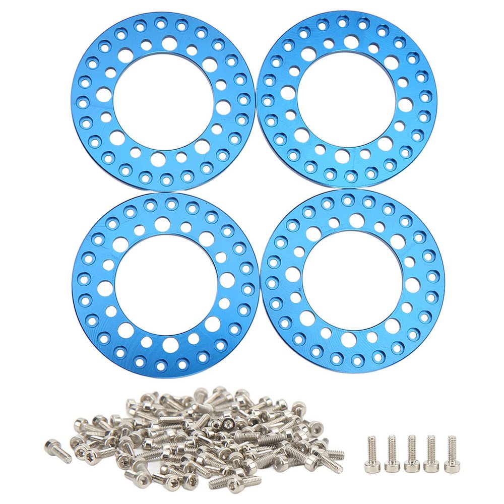 Buachois 4-Piece 1.9-Inch Aluminum Alloy Outer Beadlock Ring Rim Set for 1/10 RC Crawler, Blue