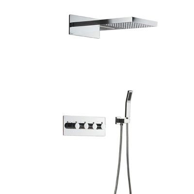 CHEWYNP Brass Chrome Rainfall Shower System, Fixed Base