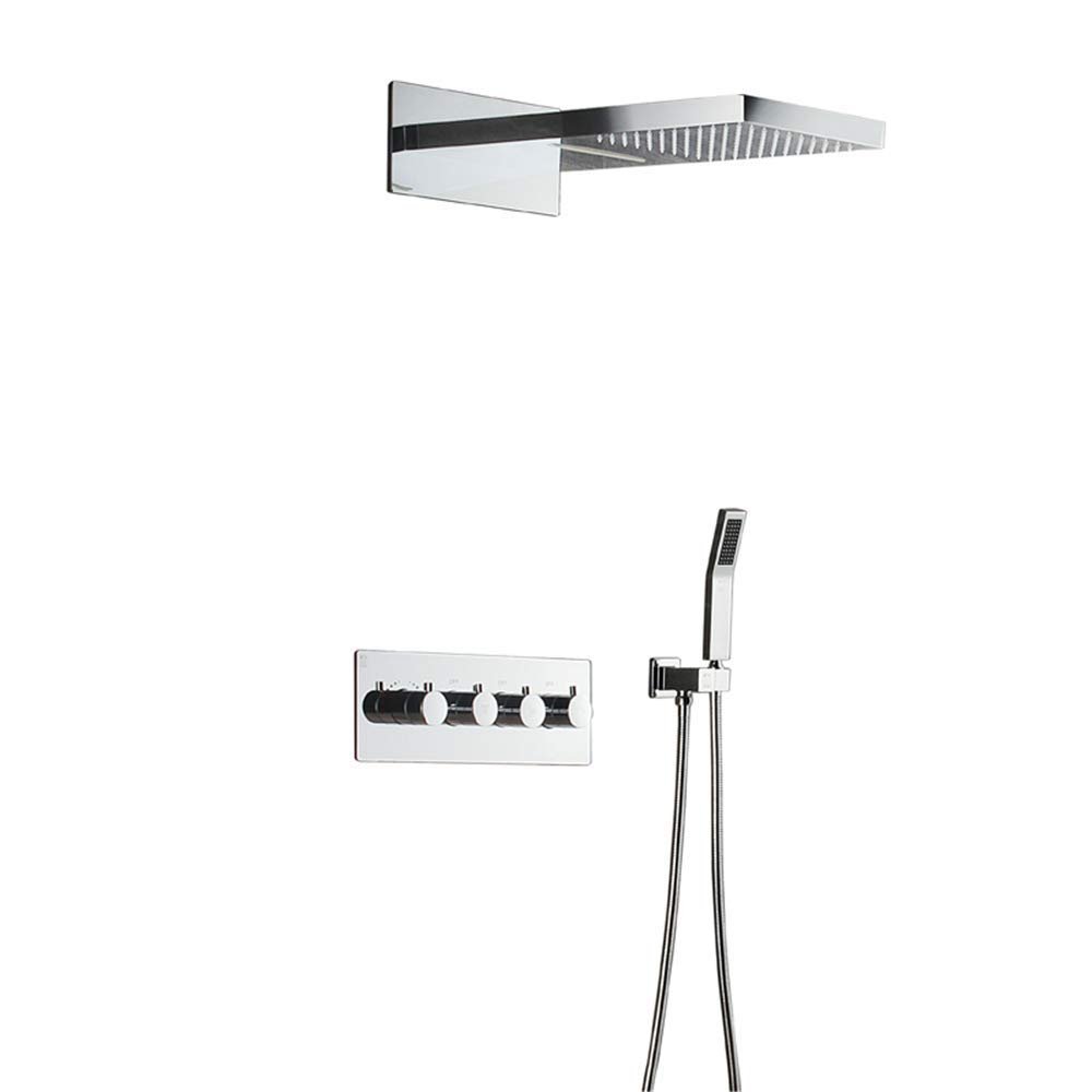 CHEWYNP Brass Chrome Rainfall Shower System, Fixed Base