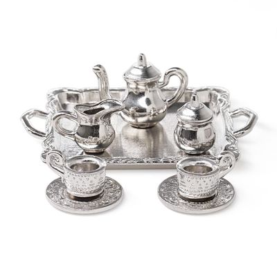 Odoria 1:12 Miniature Dollhouse Tea Set, Silver