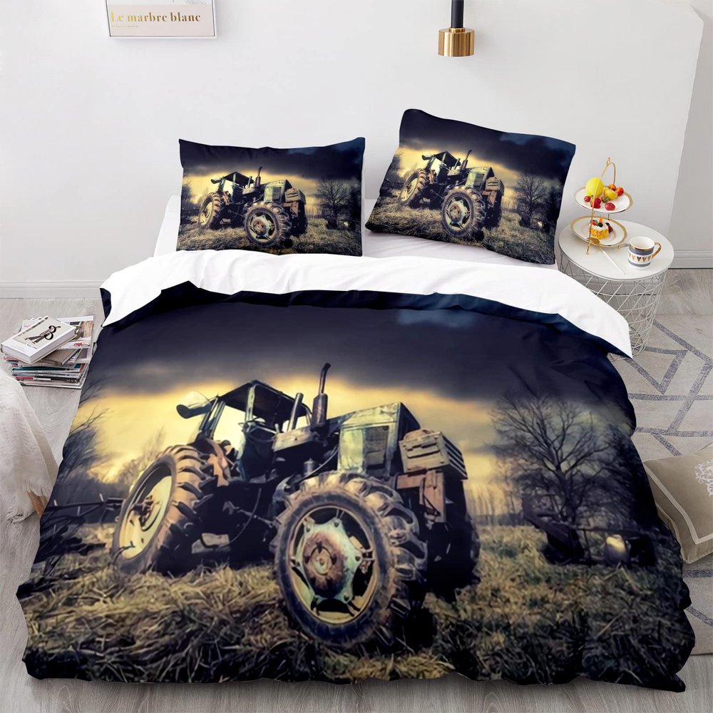 RFFLUX 100% Microfiber Tractor Bedding Set, 200 x 200 cm, 3-Piece, Zipper Closure
