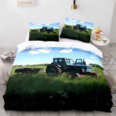 RFFLUX Tractor Duvet Cover Set, 155 x 220 cm, 3-Piece, with Zipper and 2 Pillowcases