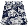 Day of the Dead Sugar Cat Skull Floral Duvet Cover Set, Full/Double view 2