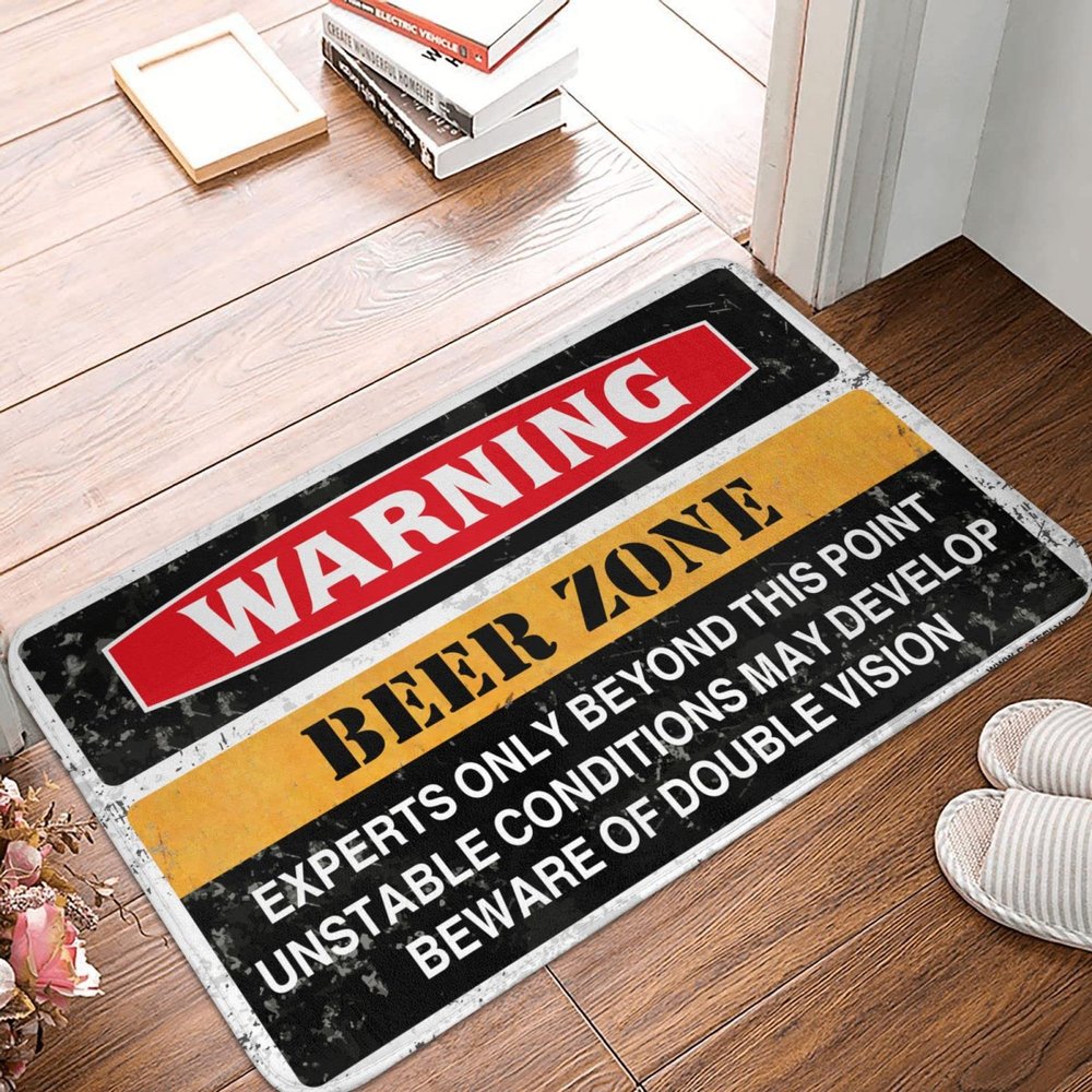 COTECI Thankful Door Mat, Warning Beer Zone, Winter Outdoor Entrance Mat, 40 x 60 cm