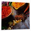 Wallario Glass Stove Cover/Splash Guard, 1-Piece, 60 x 52 cm, for Ceramic and Induction Cooktops, Exotic Spices on a Wooden Table view 1