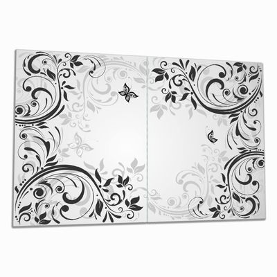 Wallario Glass Stove Cover/Splash Guard, 2-Piece, 80 x 52 cm, Butterfly Scrollwork