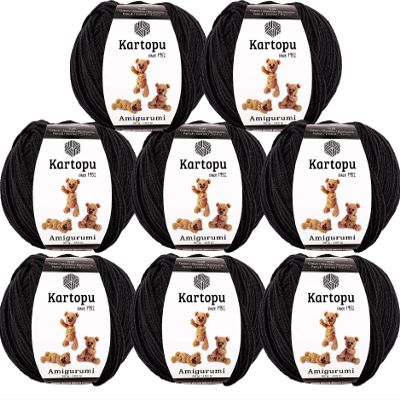 Kartopu Amigurumi & Baby Cotton Yarn, 8-Pack, Black 940