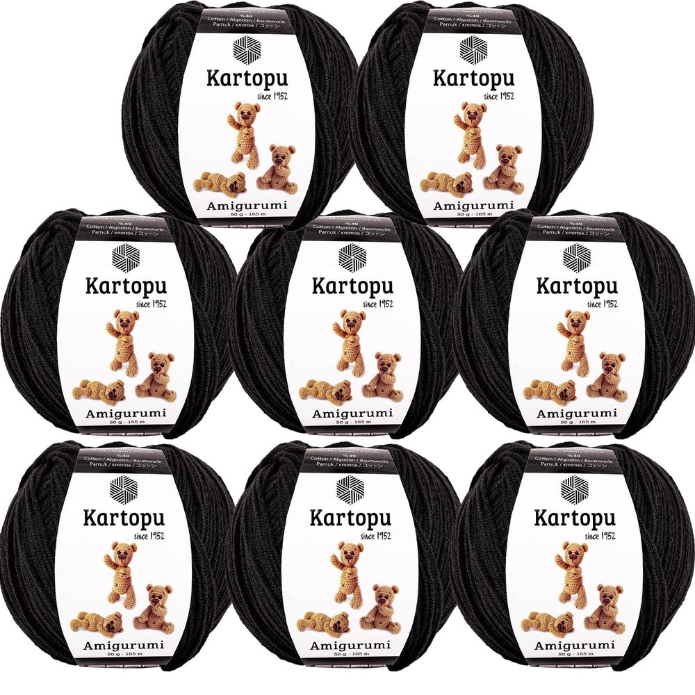 Kartopu Amigurumi & Baby Cotton Yarn, 8-Pack, Black 940