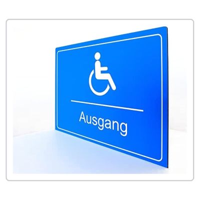 Disabled Exit Sign - Portrait - Blue - 4 mm Aluminum Composite Panel (30 x 20 cm, 4 Drill Holes)
