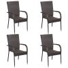 Chenshu Stackable Outdoor Dining Chairs, 4-Piece Set, Brown PE Rattan view 1
