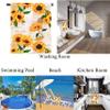 SLHETS Light Yellow Sunflower Hand Towel, 34 x 74 cm, Vintage Lettering view 3