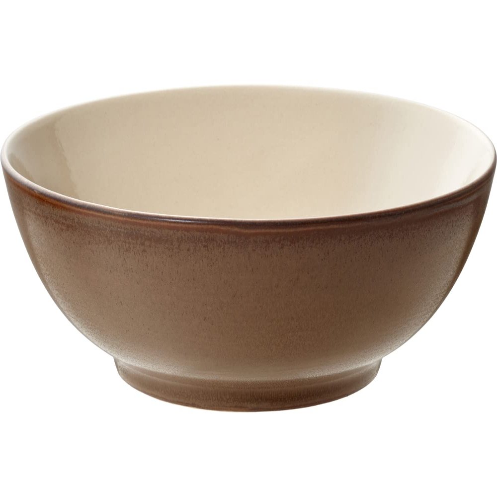 BITZ Salad Bowl, Stoneware, Dishwasher-Safe, 24 cm, Wood/Sand