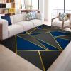 ARUGYTEI Navy Blue Geometric Short-Pile Area Rug with Gold Lines, 120 x 180 cm view 1