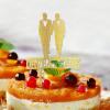 Mr. & Mr. Cake Topper, Gold Glitter Love Gay Two Men Retro Silhouette, Personalized Wedding Party Decoration view 2