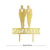 Mr. & Mr. Cake Topper, Gold Glitter Love Gay Two Men Retro Silhouette, Personalized Wedding Party Decoration view 3