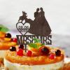 Mrs. & Mrs. LGBTQ Wedding Cake Topper with Bride-and-Bride Silhouette, Dog and Cat, Custom Name and Date view 2
