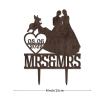 Mrs. & Mrs. LGBTQ Wedding Cake Topper with Bride-and-Bride Silhouette, Dog and Cat, Custom Name and Date view 3