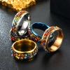 Mesnt Women's Rings, 8 mm 2-Eternity Multicolor Cubic Zirconia Fidget Rings, 5-Color Set, Size 62 (19.7) view 2