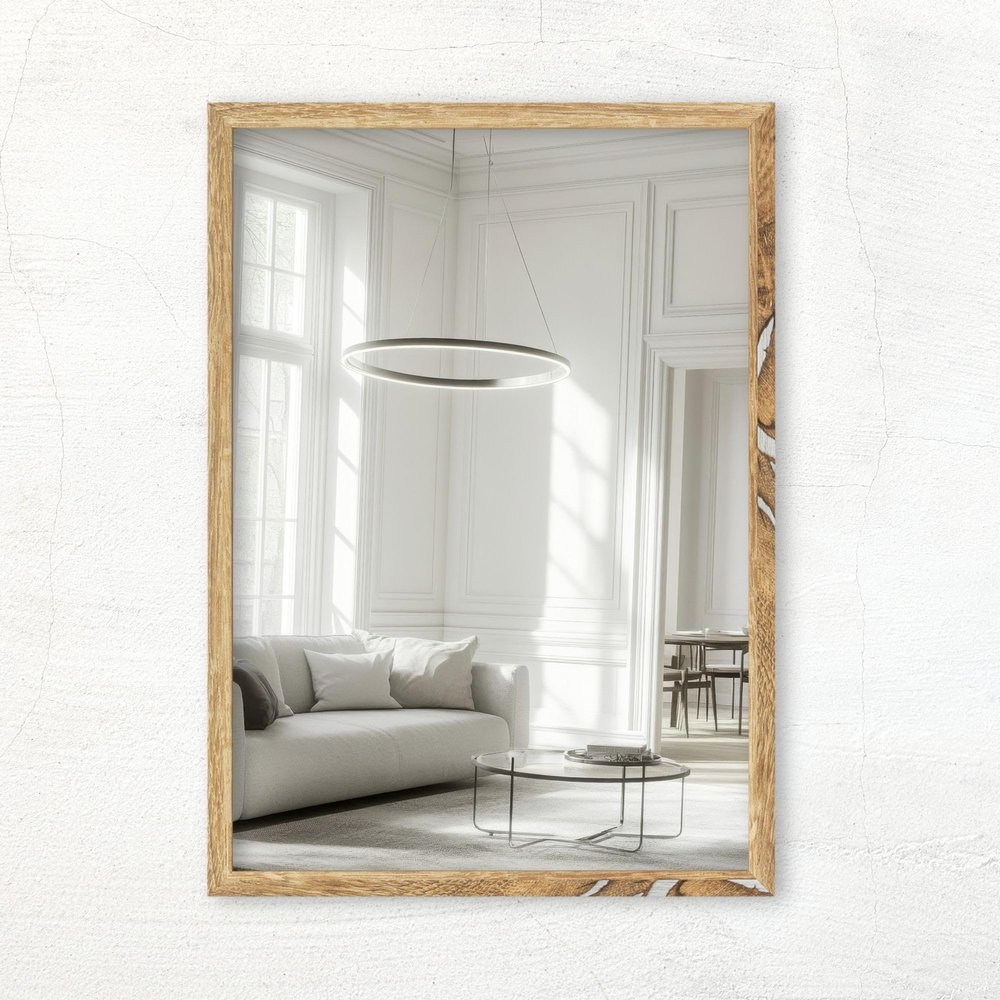CLAMARO Vision Wall Mirror 40 x 115 cm, Reclaimed Oak with Frame, 300+ Sizes Available, Real Glass, Mountable Vertically or Horizontally, Handmade in Germany