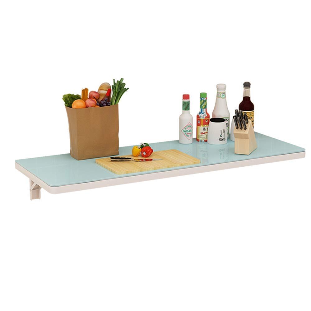 CHEWYNP Wall-Mounted Folding Dining Table, Tempered Glass, White