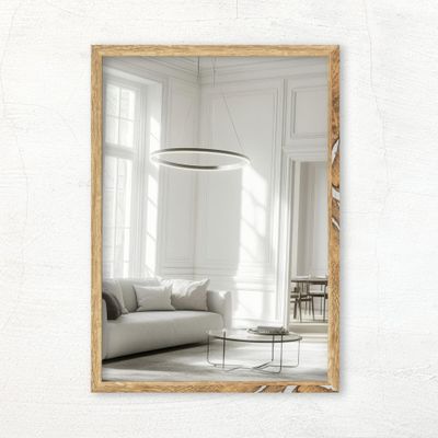CLAMARO Vision Wall Mirror with MDF Frame, Reclaimed Oak, 30 x 120 cm