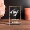 LoveGoals 3D Glass Cube Cancer Zodiac Sign with Your Custom Text Engraved view 1
