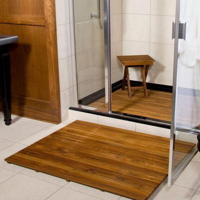Zhaomi Teak Wood Bathroom Shower Mat, 43 x 25.6 in