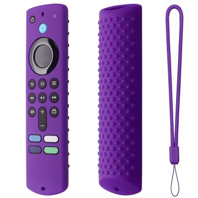 Pwshymi Silicone Case for Fire TV Stick Remote, Non-Slip Protective Cover with Lanyard, 3rd Gen (Purple) Home