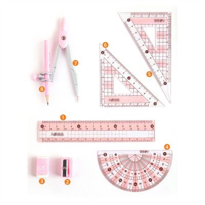 UNNS 8-Piece Geometry Drawing Set with Compass