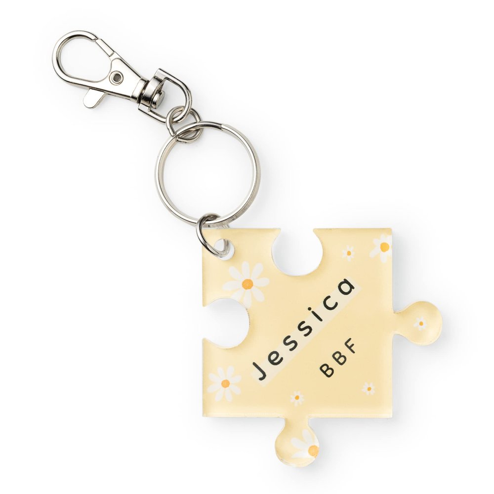 Wanapix | Personalized Acrylic Keychain | Keychain with Photo and Text | Puzzle Shape | Single-Sided Personalization | 5.7 x 4.9 cm