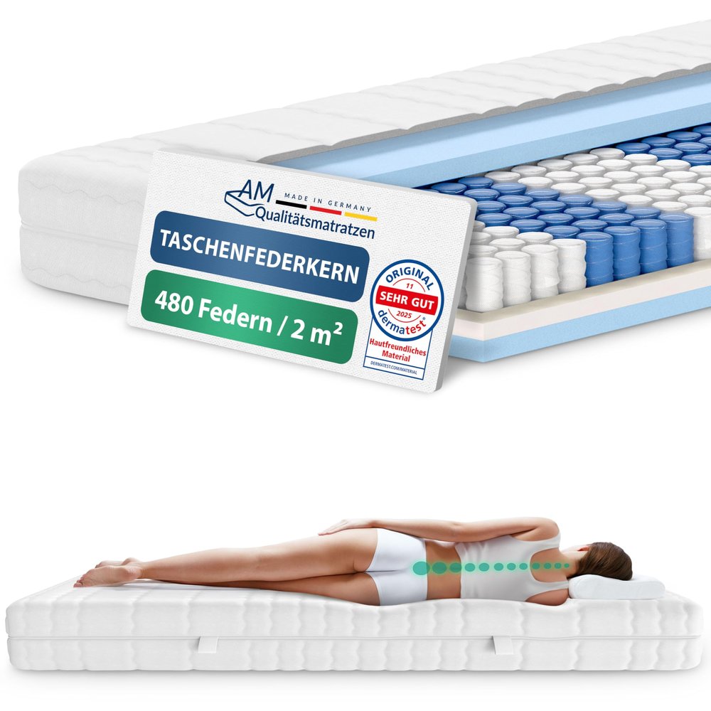 AM Quality Mattress 7-Zone Pocket Spring Mattress 180 x 190 cm H4, 20 cm High