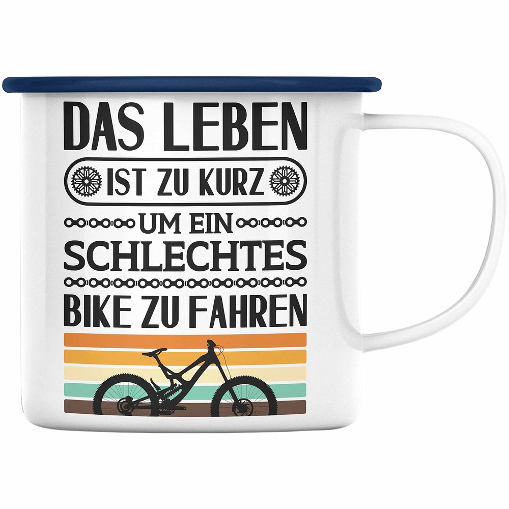 Trendation Blue Enamel Mug – Cycling Gift for Road Cyclists