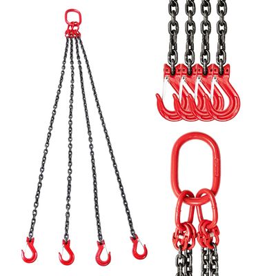 Grade 80 4-Leg Crane Chain Sling, 8 mm, 1.5 m, 5-Ton Capacity