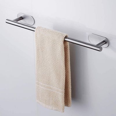 Ecoodisk Self-Adhesive Wall-Mounted Towel Bar, Stainless Steel, Rust-Resistant, Chrome, 50 cm