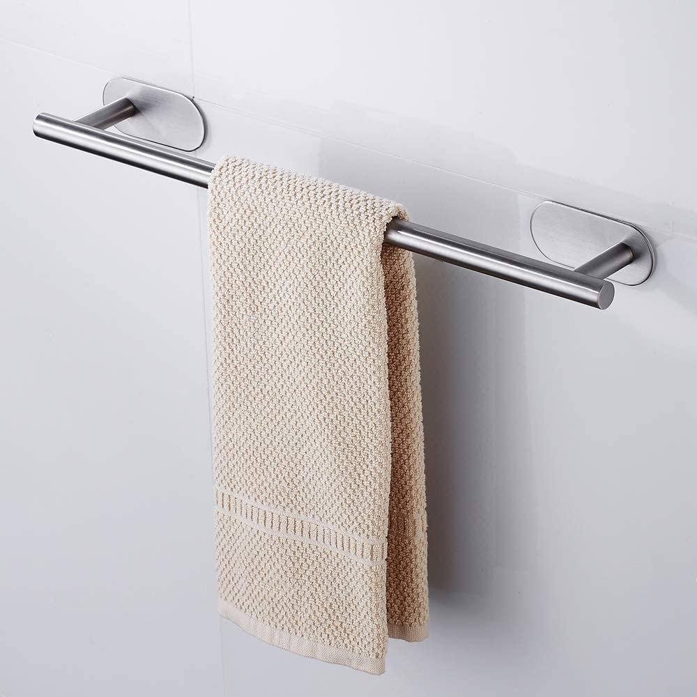 Ecoodisk Self-Adhesive Wall-Mounted Towel Bar, Stainless Steel, Rust-Resistant, Chrome, 50 cm
