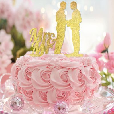 Mr & Mr His and His Silhouette Cake Topper, Personalized Gay Wedding Decoration