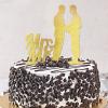 Mr & Mr His and His Silhouette Cake Topper, Personalized Gay Wedding Decoration view 3