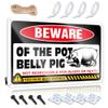 Garage Hangout Sign "Beware of Pot Belly Pig" Metal Sign, Man Cave Decor, Funny (20 x 30 cm) view 1