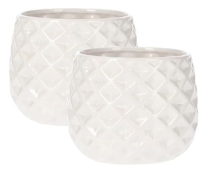 KOTARBAU Set of 2 Ceramic Cachepots, 13 cm, White