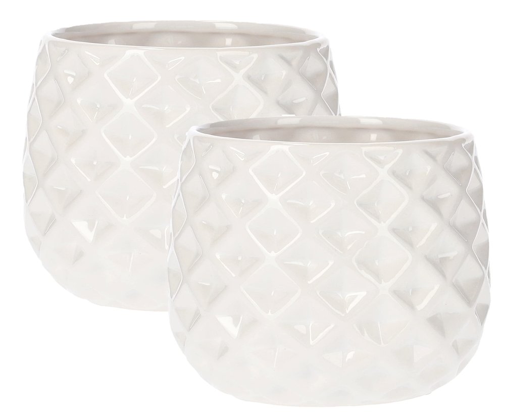 KOTARBAU Set of 2 Ceramic Cachepots, 13 cm, White