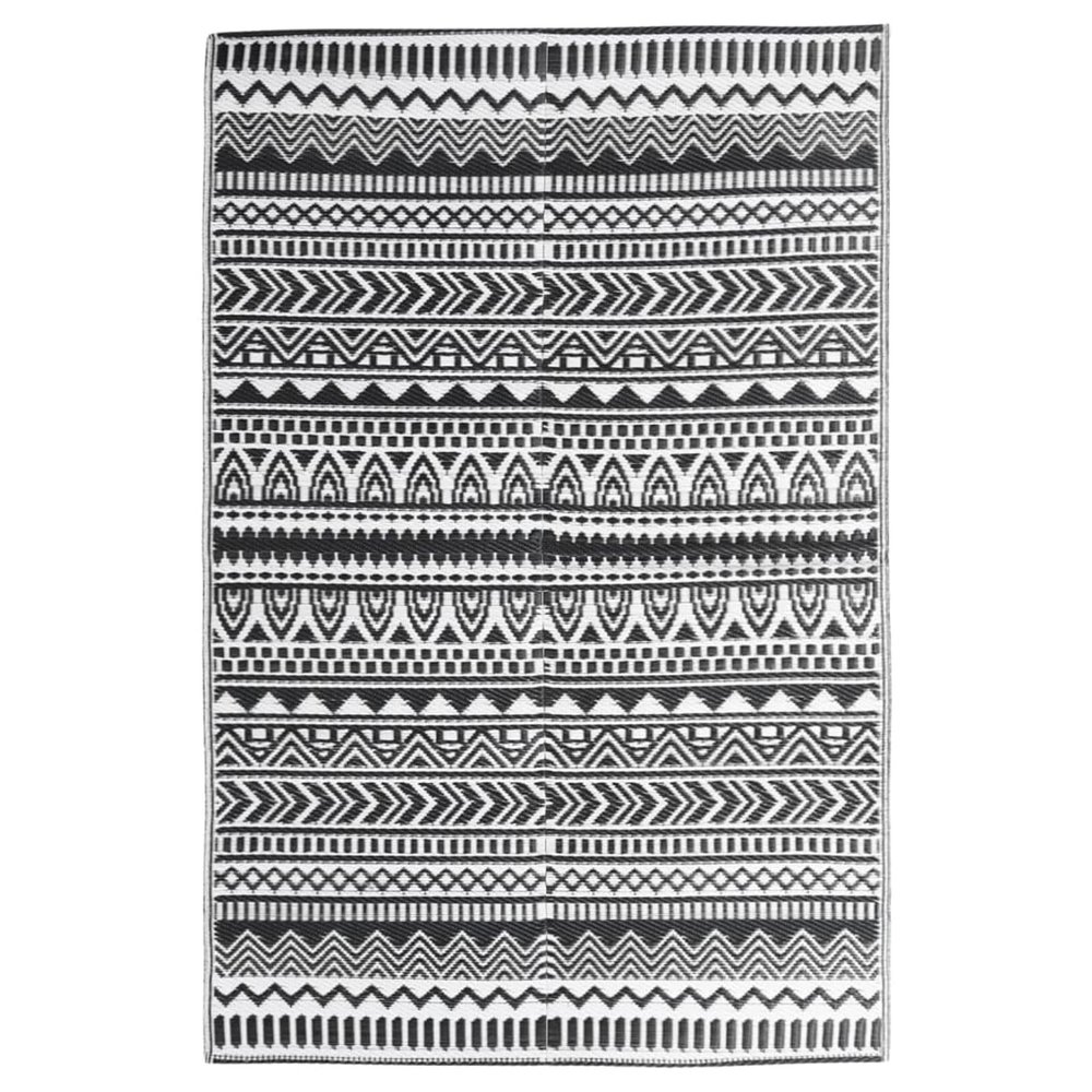 Tidyard Outdoor Rug, Waterproof Balcony and Garden Rug, Double-Layer Jacquard Pattern, Black, 160 x 230 cm, PP
